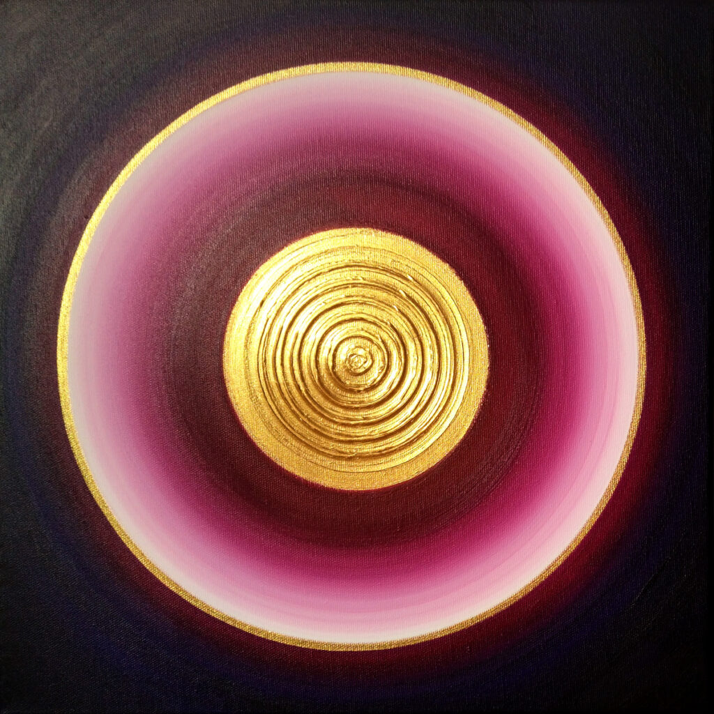 Heil-Kraft-Bild Violett-Aubergine - Selbstfürsorge und Selbstliebe, Acryl auf Leinwand, 40 x 40cm
