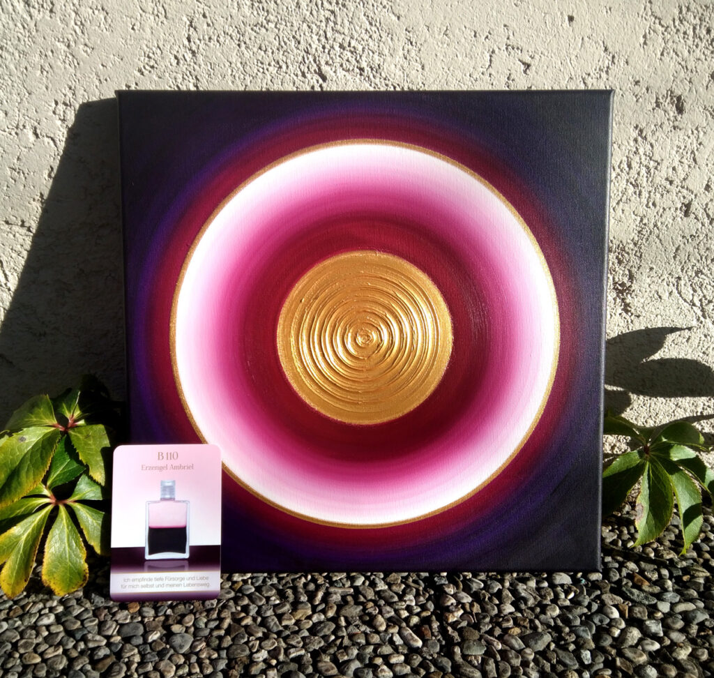 Heil-Kraft-Bild Violett-Aubergine - Selbstfürsorge und Selbstliebe - Erzengel Ambriel, Acryl auf Leinwand, 40 x 40cm