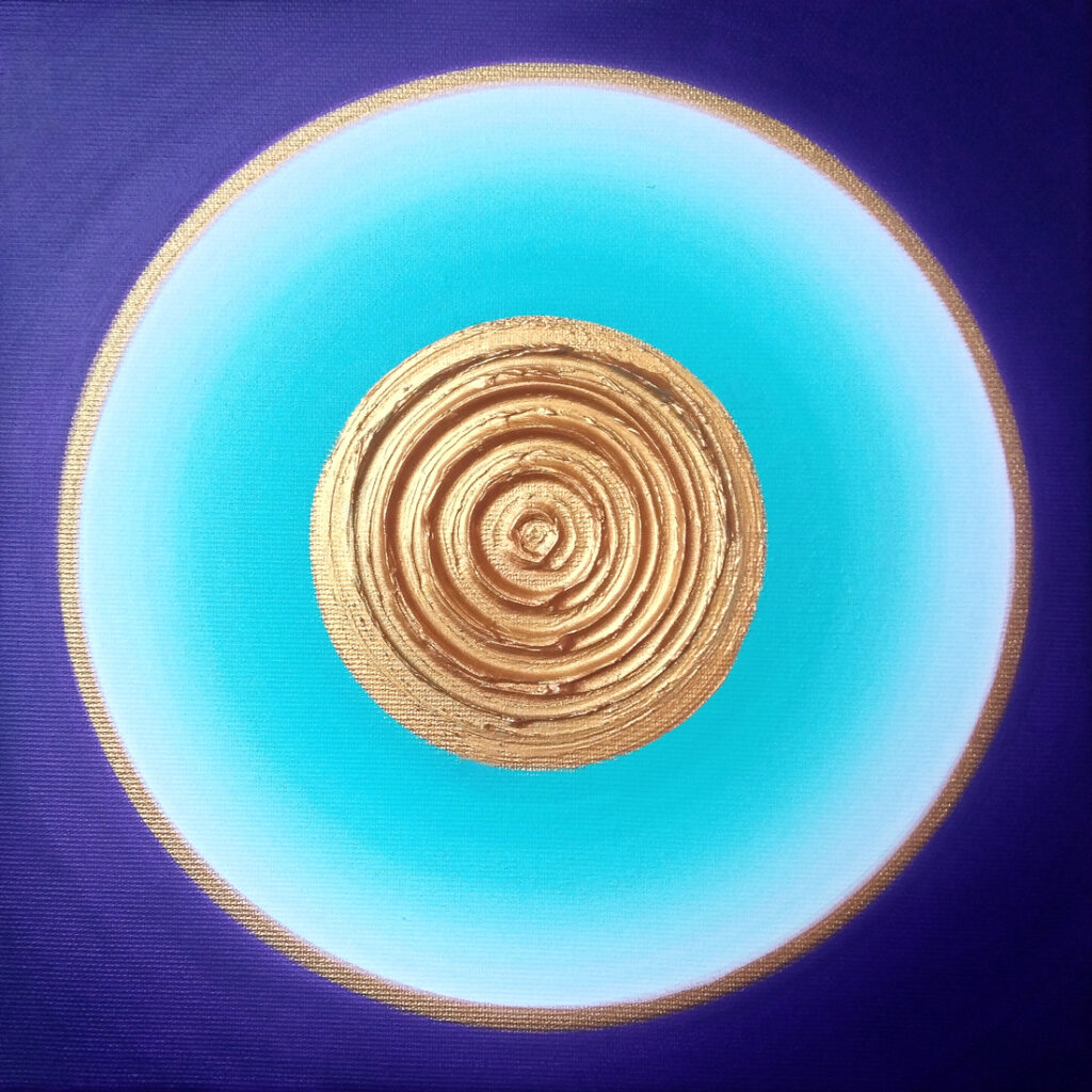 Heil-Kraft-Bild Violett-Türkis - Neue Zeit, Acryl auf Leinwand, 25 x 25cm