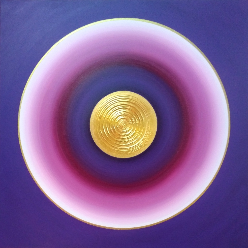 Heil-Kraft-Bild Violett-Aubergine - Kronen-Chakra, Acryl auf Leinwand, 70 x 70cm