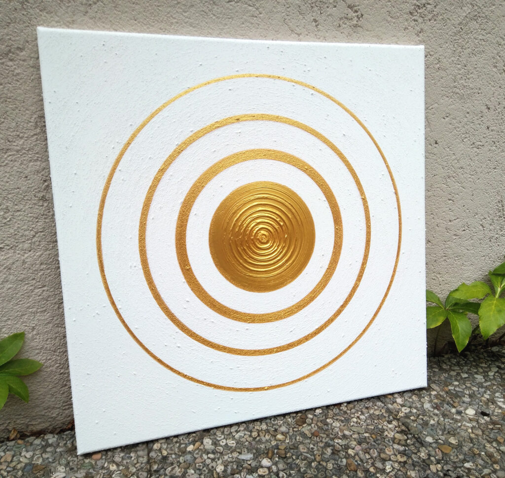 Heil-Kraft-Bild - Weiß - Sand - Gold - individuelle Anfertigung, 60 x 60cm