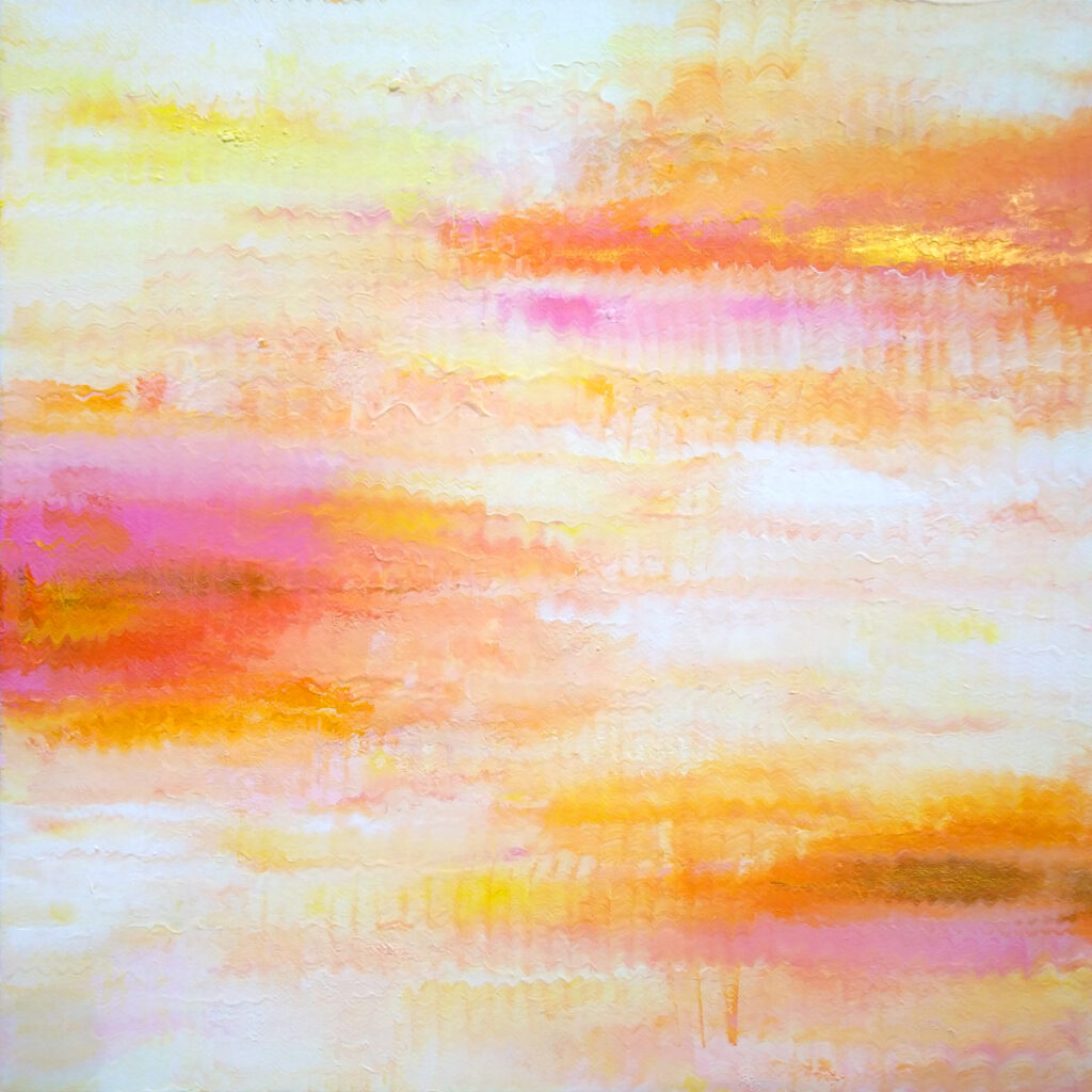 Healing Vibes in Pink and Orange - Acryl auf Leinwand, 70 x 70cm